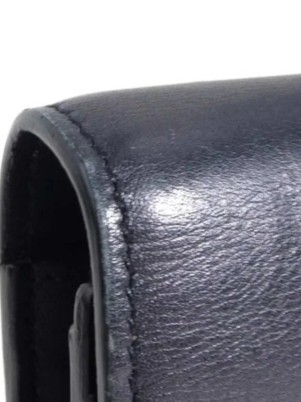 Auth SAINT LAURENT Long Wallet Black Leather/Goldtone - h31722a - Picture 10 of 16